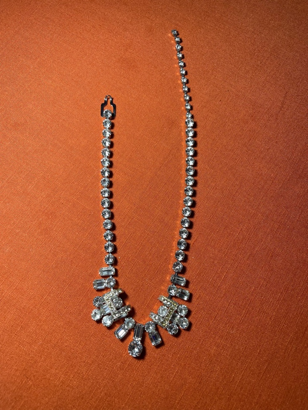 Vintage Eisenberg Crystal Statement Necklace in Silver